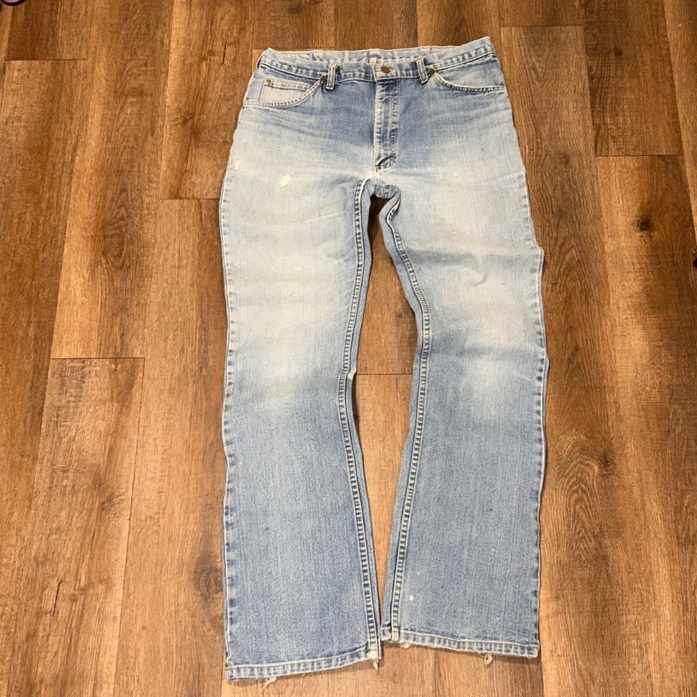 Vintage Lee Jeans Mens Light Wash Straight Leg Distressed Grunge Pants 33x31